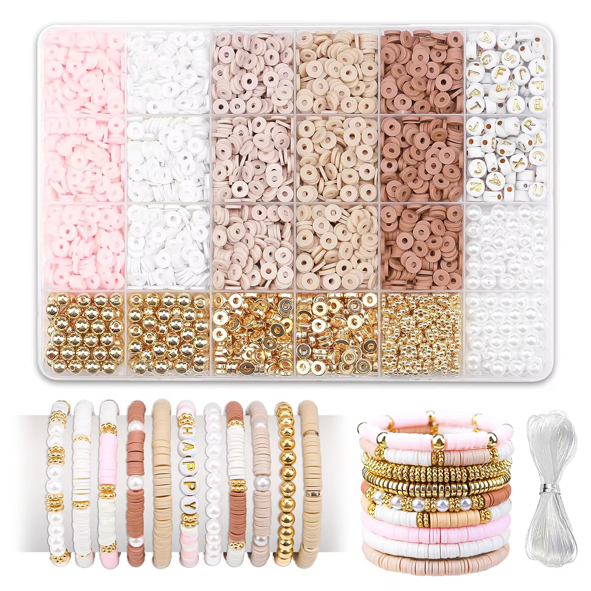Jewelry Making Light - 1970pcs light pink clay bead spacer