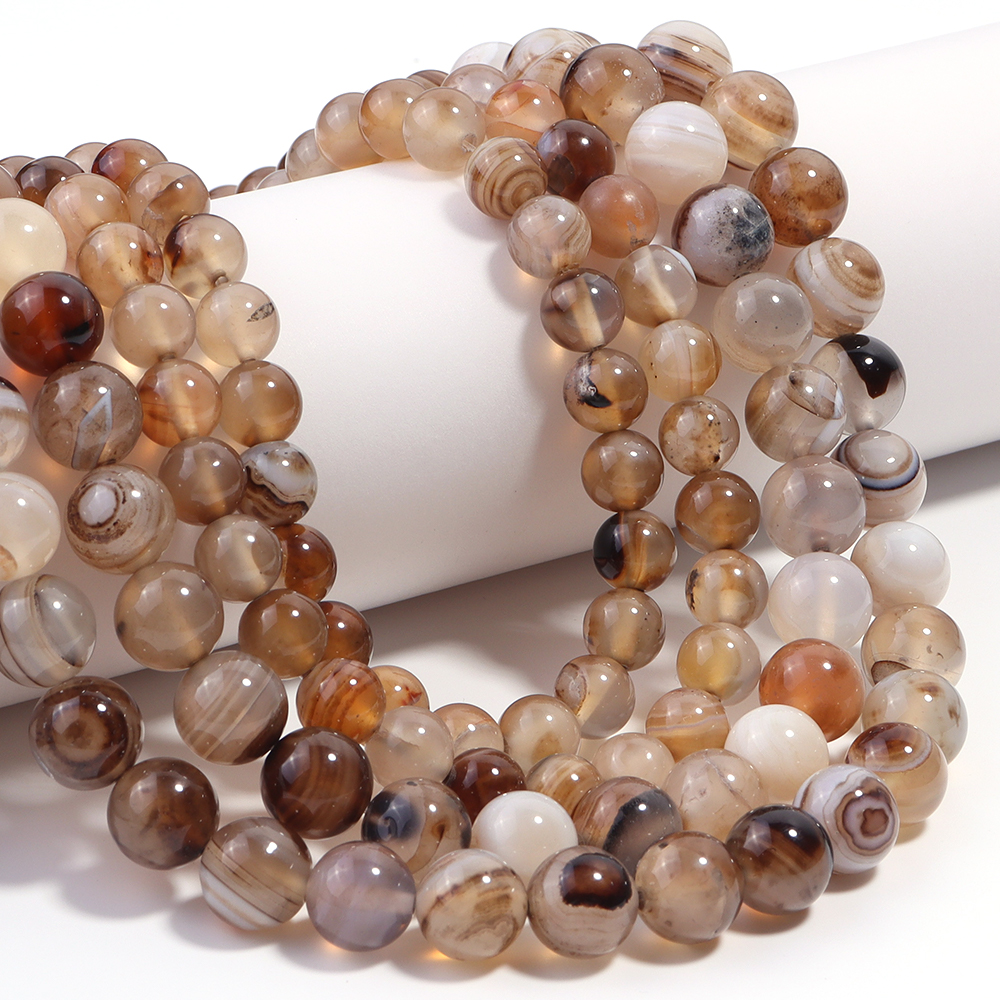 Jewelry Making Light - 1 Strand 4/6/8/10/12mm Light Brown Striped