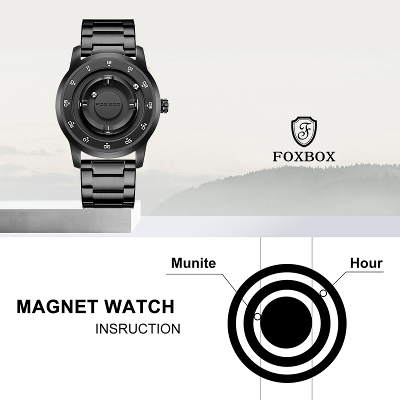 Jewelry Making Metals - LIGE FOXBOX Fashion Man Magnetic Watch