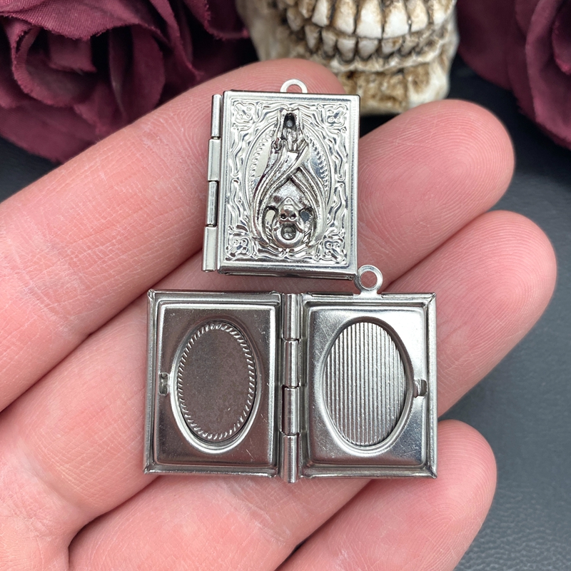 Jewelry Making Guide Book - 2psc Dainty Bat Book Locket Charms