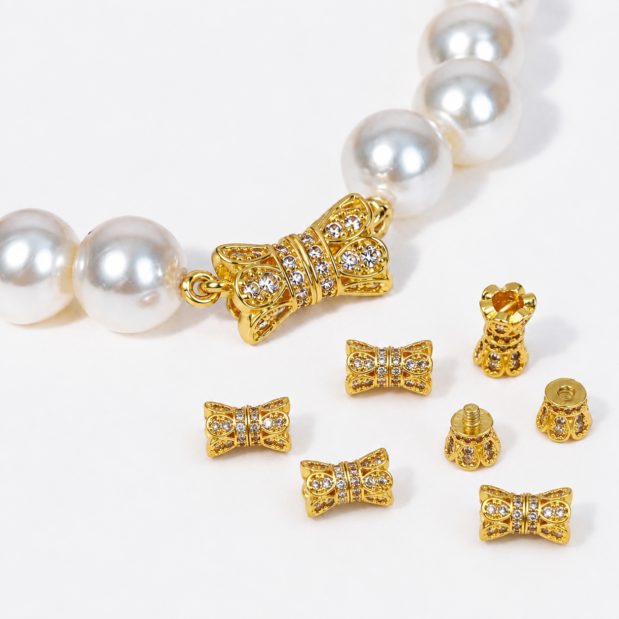 Jewelry Making Metals - 2pcs 18K Gold Plated Cubic Zirconia