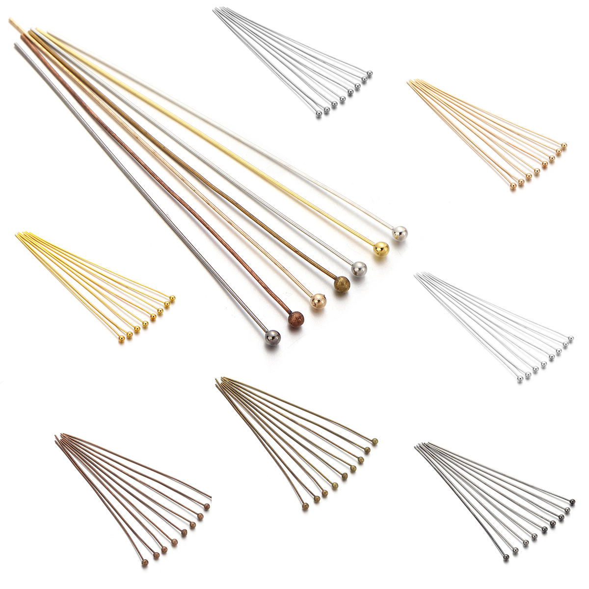 Jewelry Making Head Pins - 100/200pcs Copper Ball Head Pins Gold