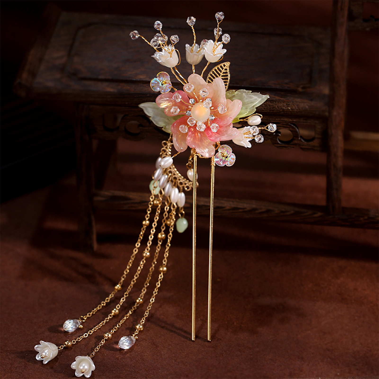 Jewelry Making Adults - Elegant Pink Flower Hair Pin U