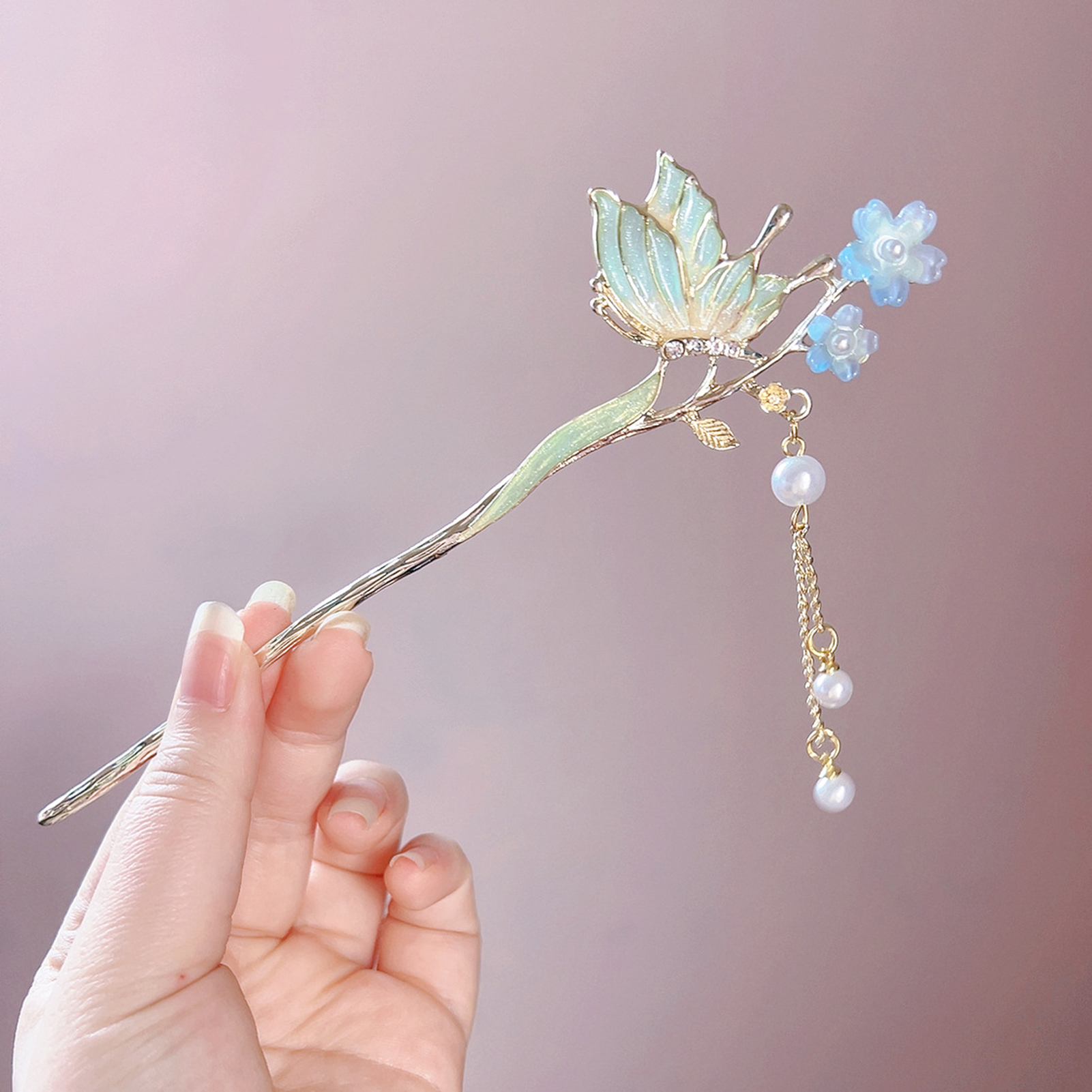 Pink Flower Butterfly Hair Pin - огляд і ціна Jewelry Making Adults