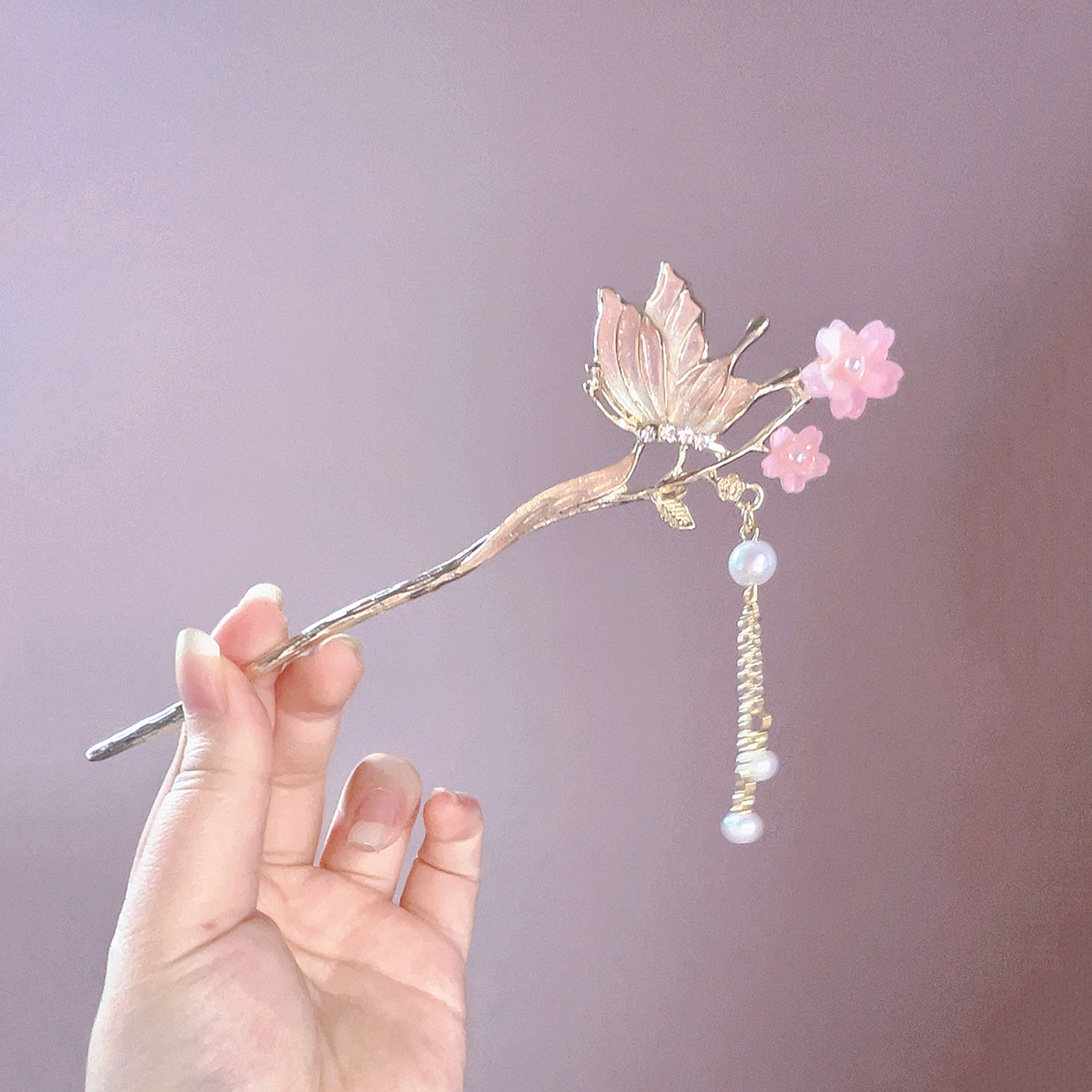 Pink Flower Butterfly Hair Pin - огляд і ціна Jewelry Making Adults