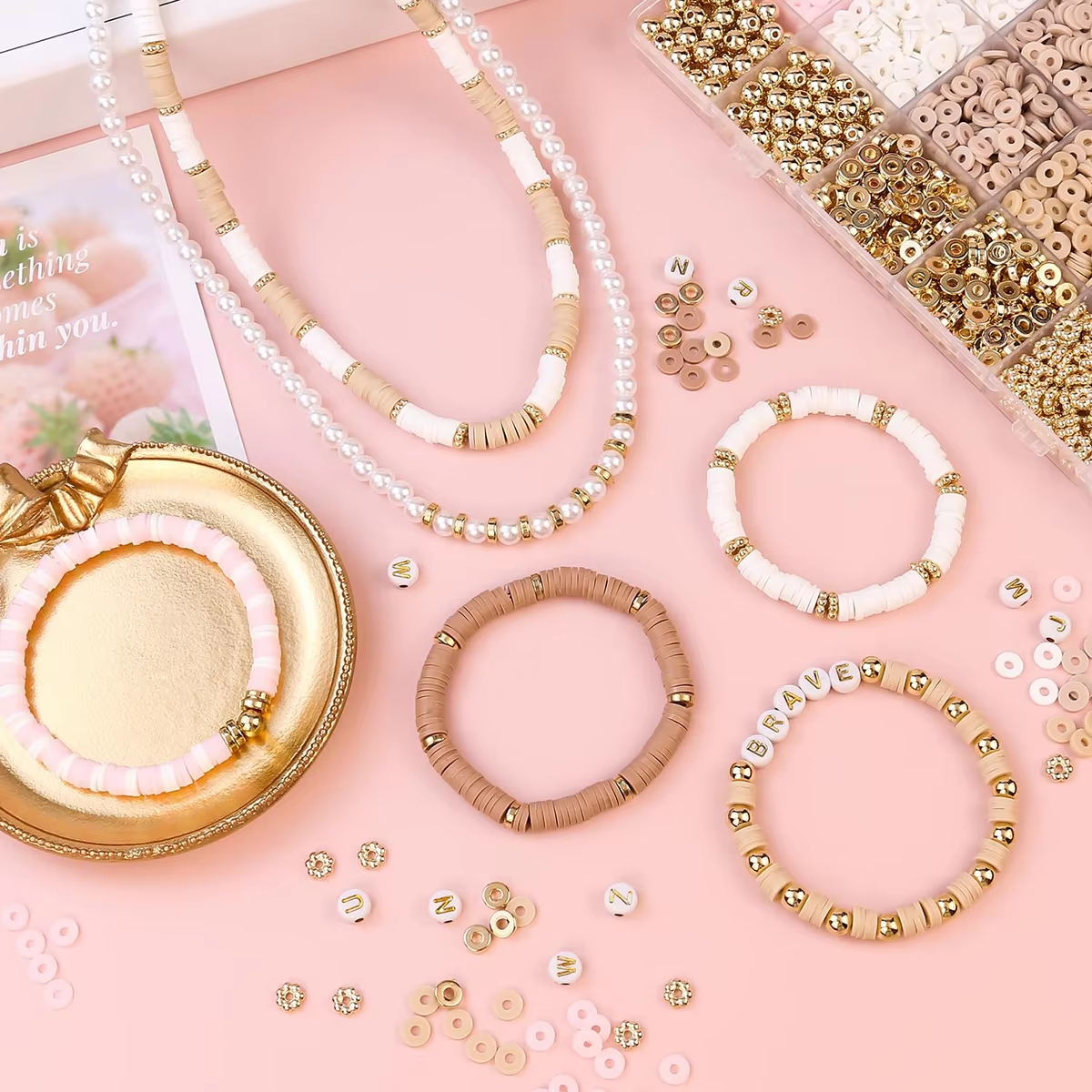 1970pcs light pink clay bead s - огляд і ціна Jewelry Making Light