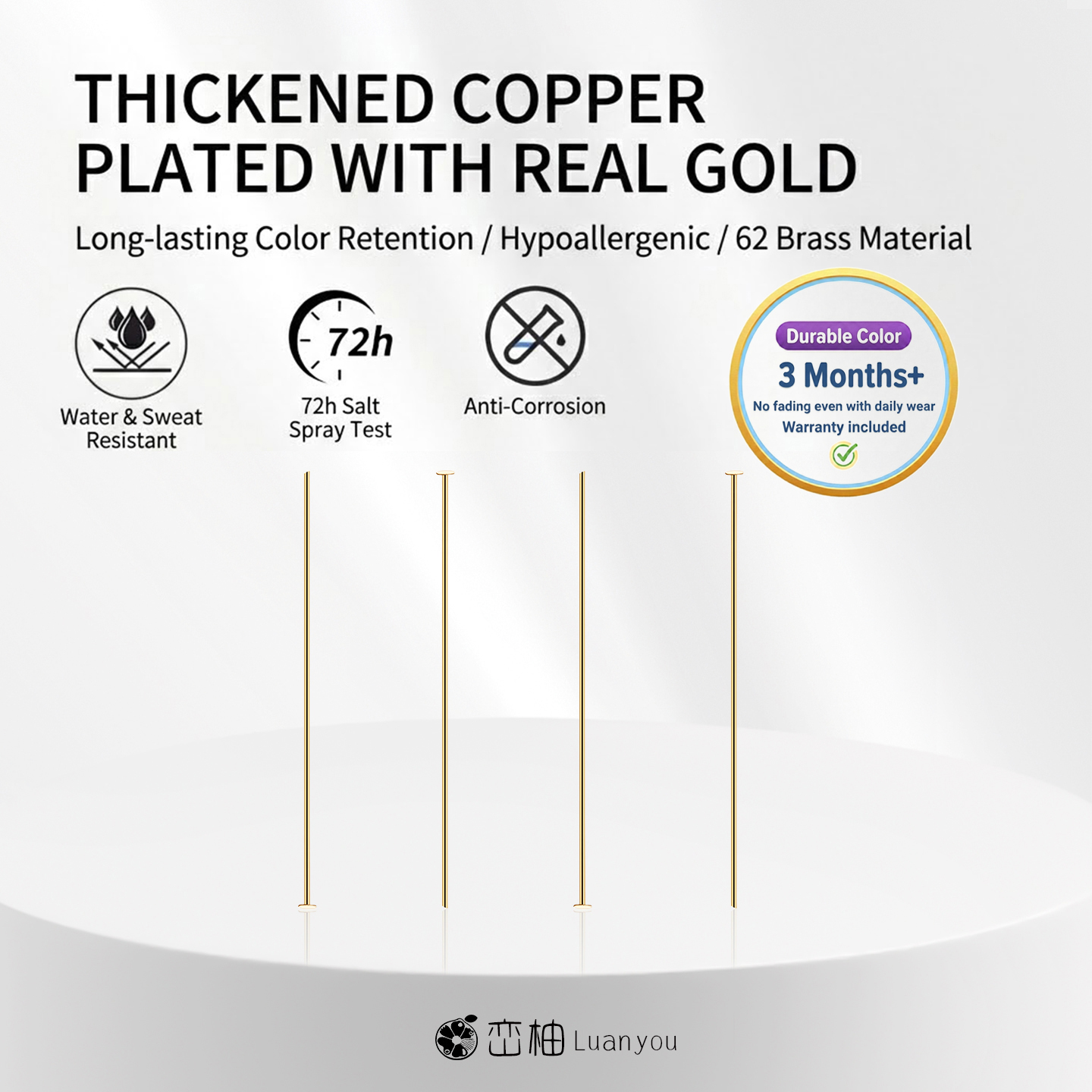 50Pcs 18K Gold Plated Flat Hea - огляд і ціна Jewelry Making Head Pins