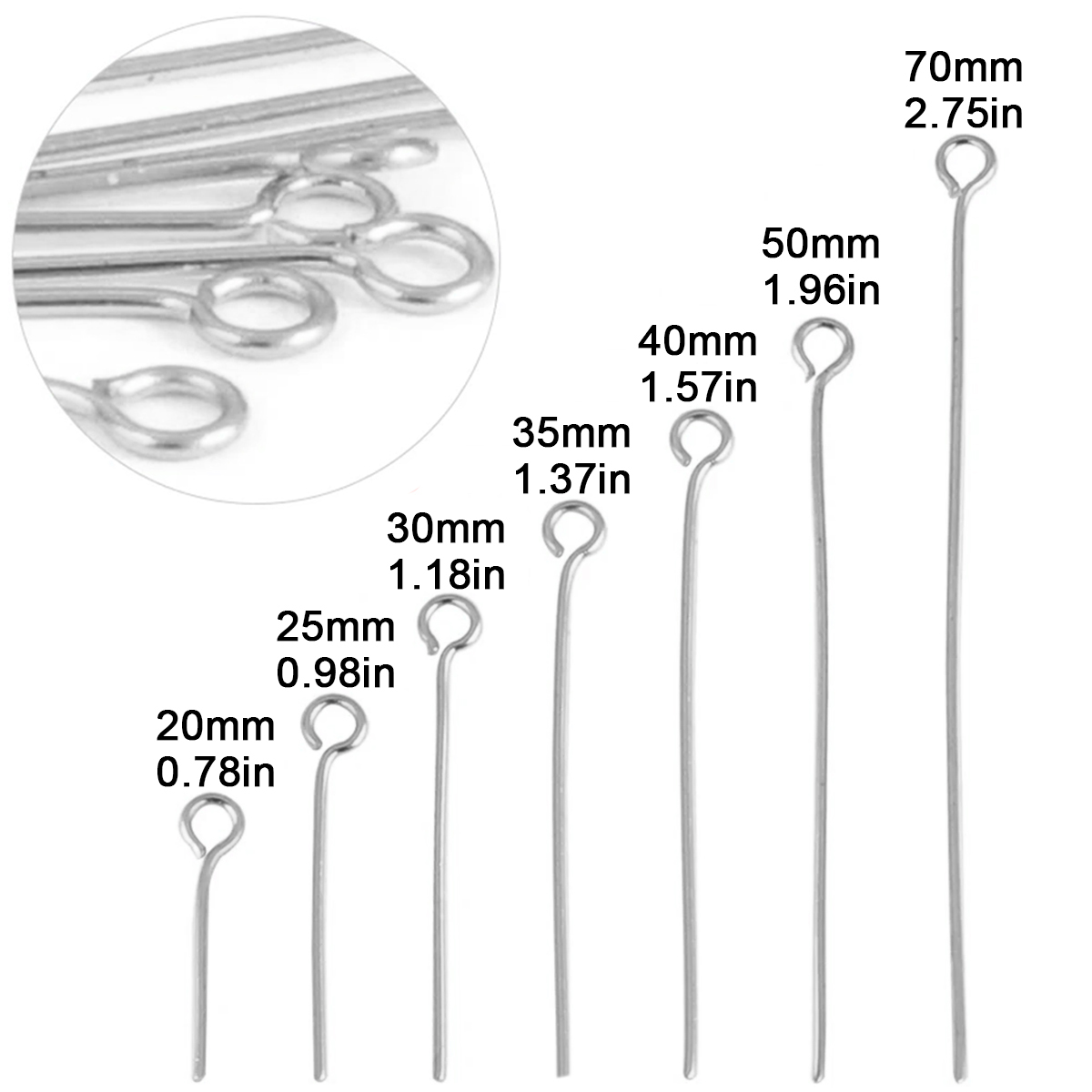 100Pcs/Lot Stainless Steel Eye - огляд і ціна Jewelry Making Head Pins
